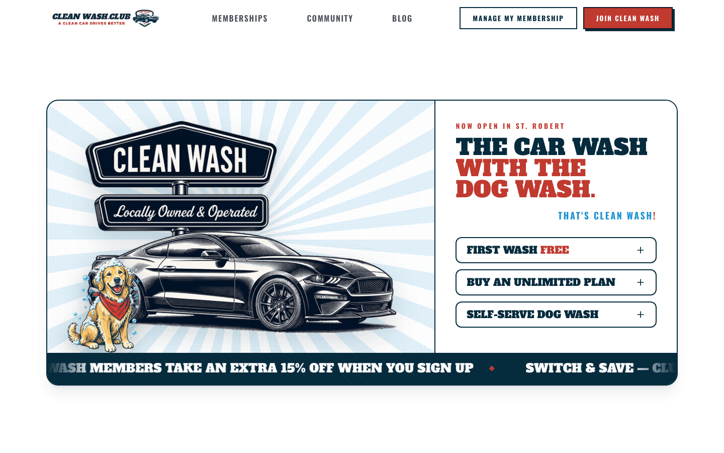 Screenshot of Clean Wash Club